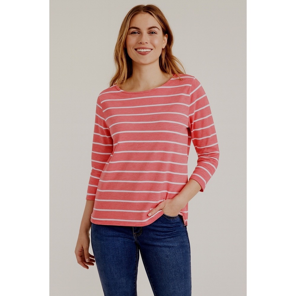 Gap‎ Pink White Striped Long Sleeve Sweatshirt Boat Neck S Preppy Coastal 50-16